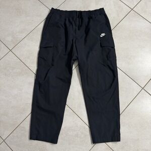 Nike Cargo Pants Mens 2XL Black Club Woven Utility Twill Drawstring Pockets